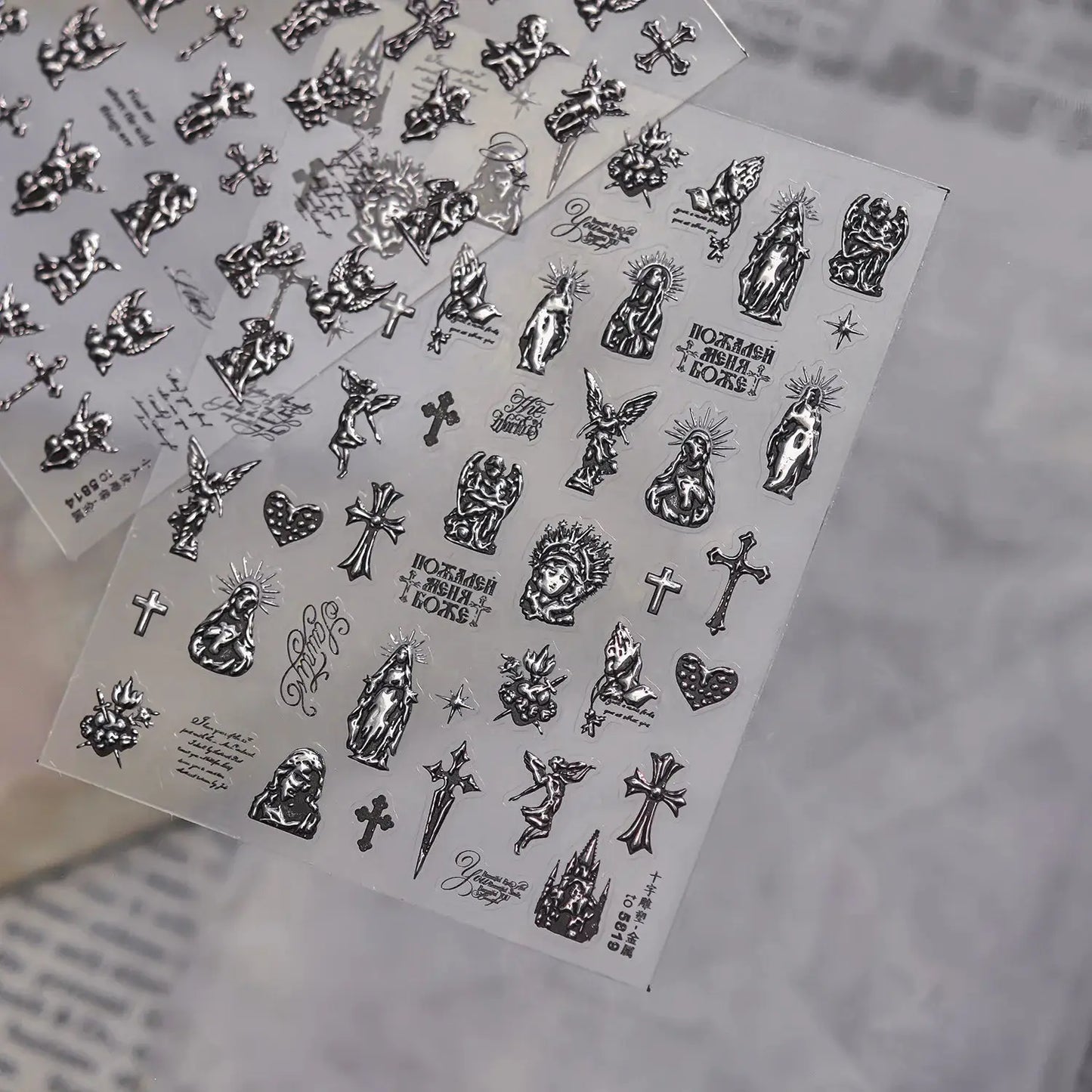 5D Metal Cupid Angel Nail Art Stickers Retro Baroque Cross Y2K Self-adhesive Nail Art Decals Gothic Vintage Style Manicure DIY from PriceLows™