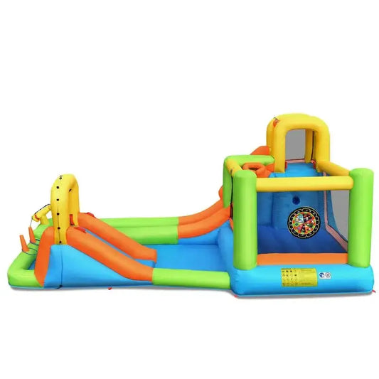 8-in-1 Inflatable Water Slide Bounce House with Splash Pool and 735W Blower from PriceLows™