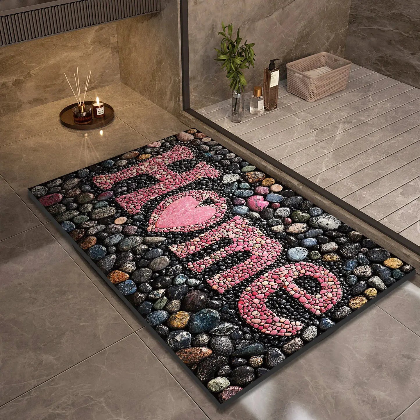 Stone Design Diatomite Bath Mat Bathroom Non-slip Shower Foot Mats Absorbent Quick Dry Toilet Rugs Carpet Doormat Washable from PriceLows™