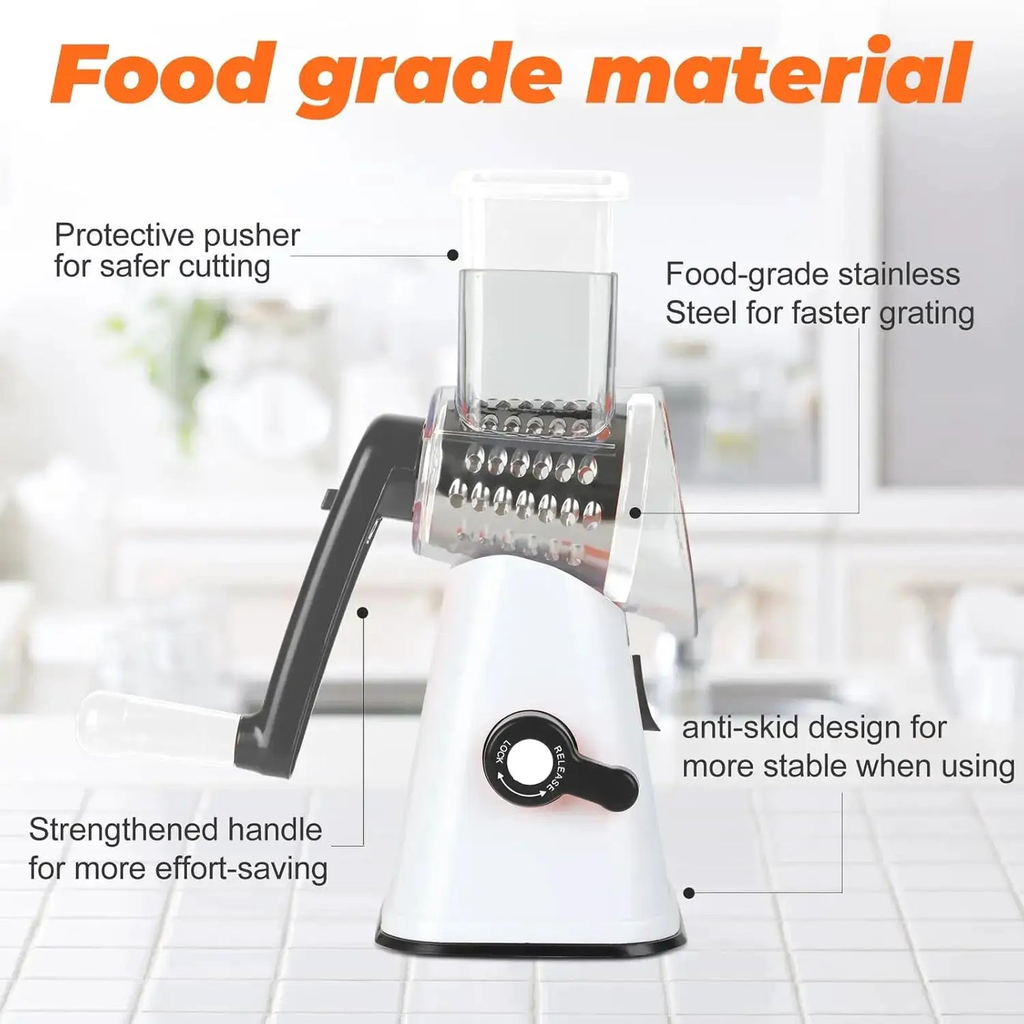 Kitchen Rotary Grater | Stainless Steel | Multi Purpose Slicer
