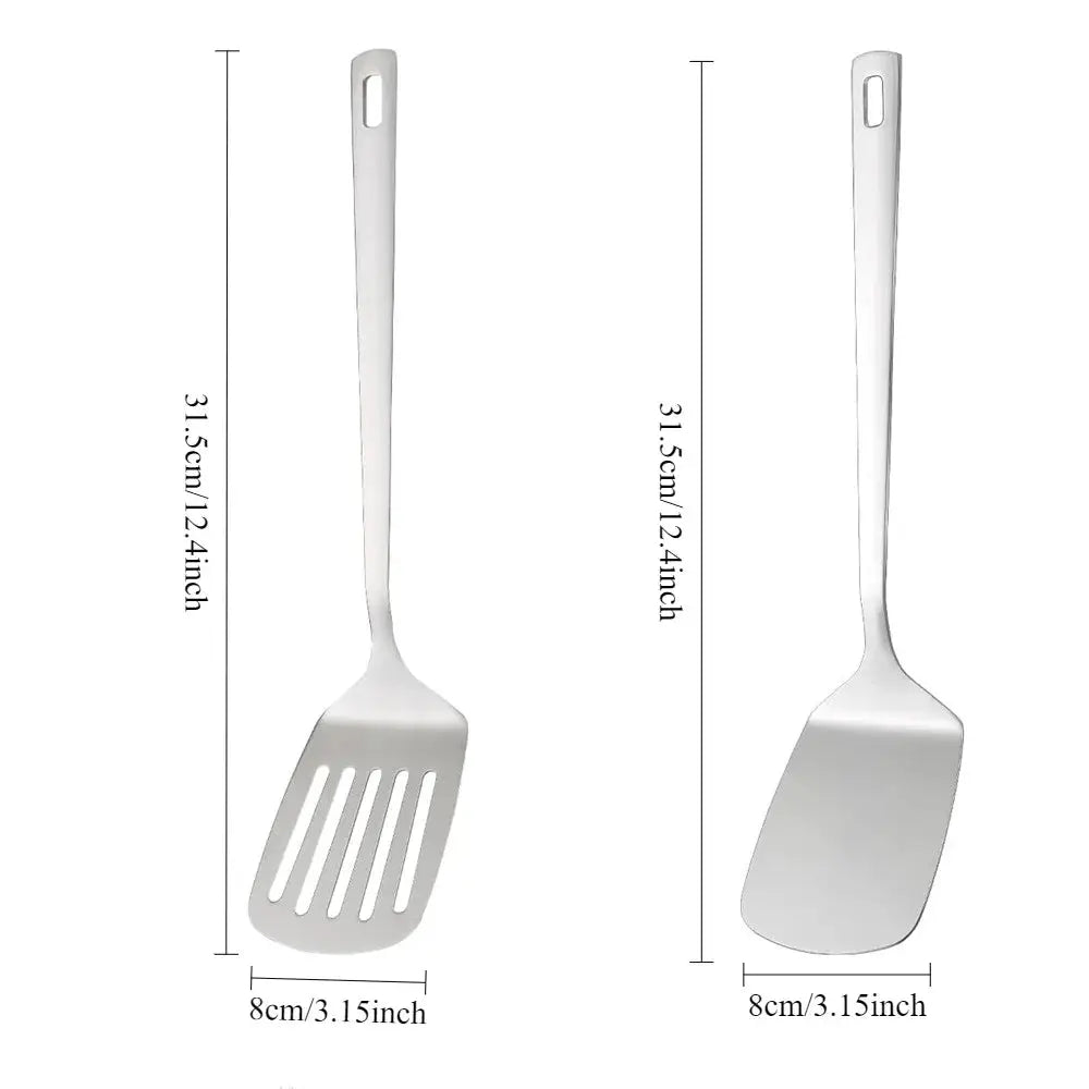 2pack Spatulas Set Stainless Steel Silver Slotted Turner and Solid Turner BBQ Spatulas Cooking Utensils for Fish, Eggs, Pancakes from PriceLows™