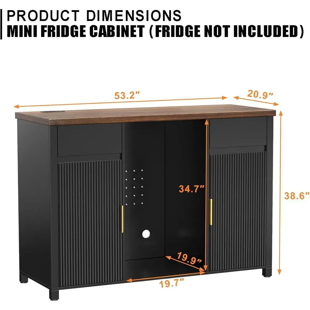 Large Coffee Bar Cabinet with Ridge Space, Mini Ridge Cabinet for Wine Storage, Buffet Sideboard Table, Modern Design, 53.2 Leng from PriceLows™