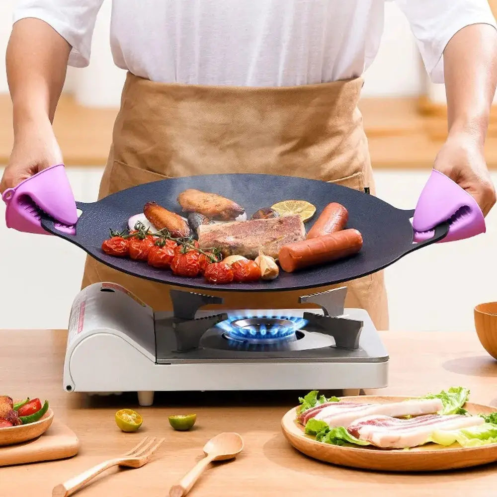 Grill Pan | Marble Nonstick Coating | Round With Handle | Baking, Grilling, BBQ