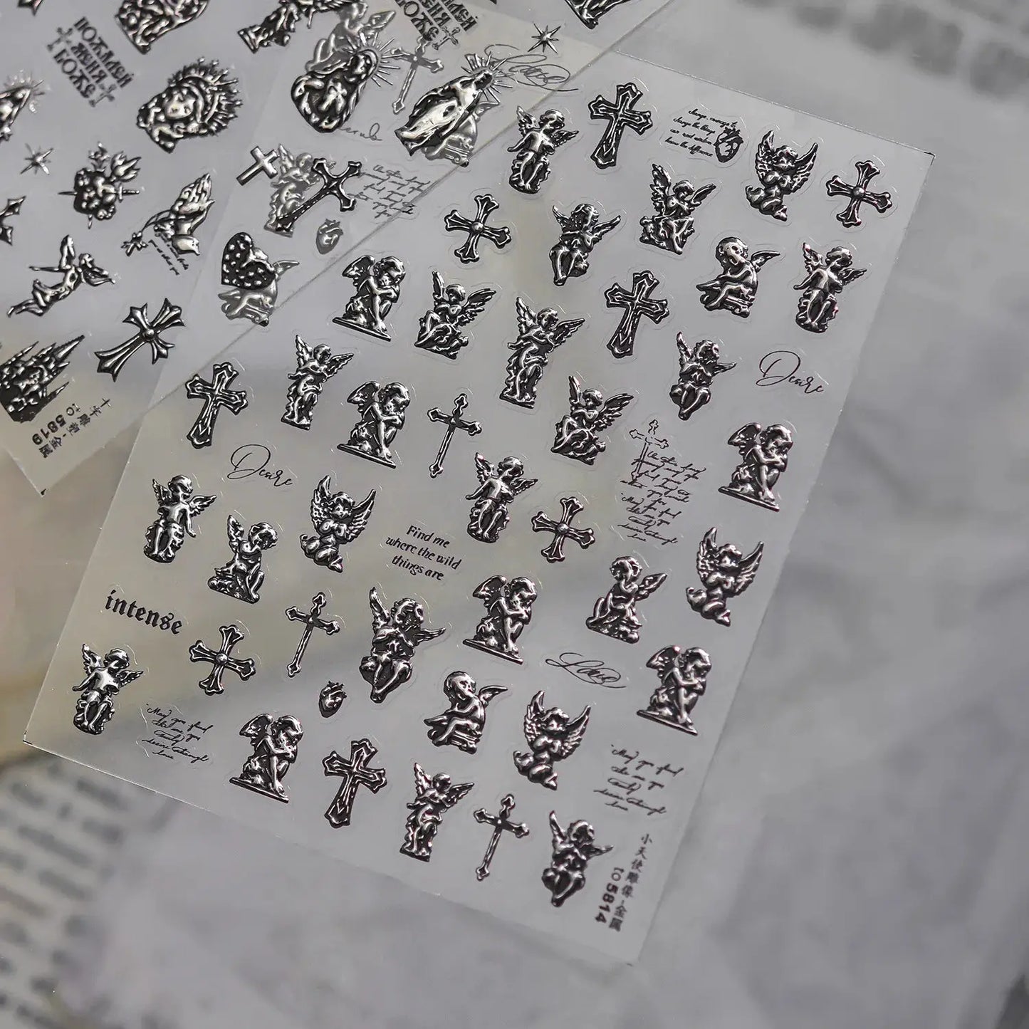 5D Metal Cupid Angel Nail Art Stickers Retro Baroque Cross Y2K Self-adhesive Nail Art Decals Gothic Vintage Style Manicure DIY from PriceLows™