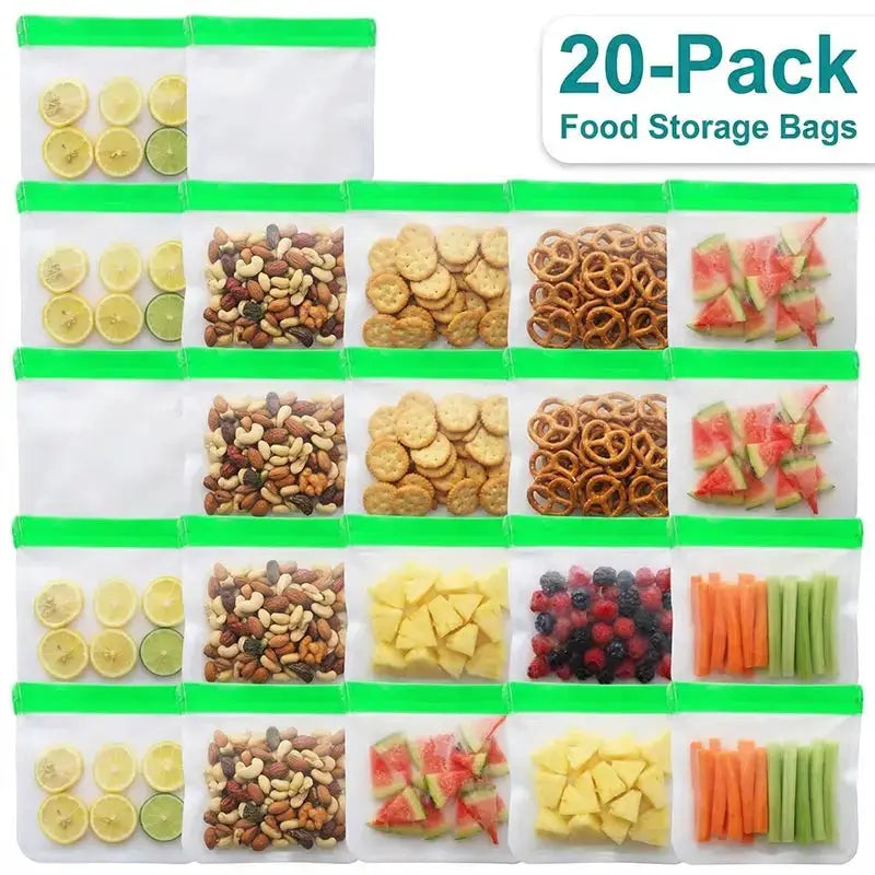 Reusable PEVA Food Storage Bag | Vacuum Sealed | Food Grade PEVA | Green