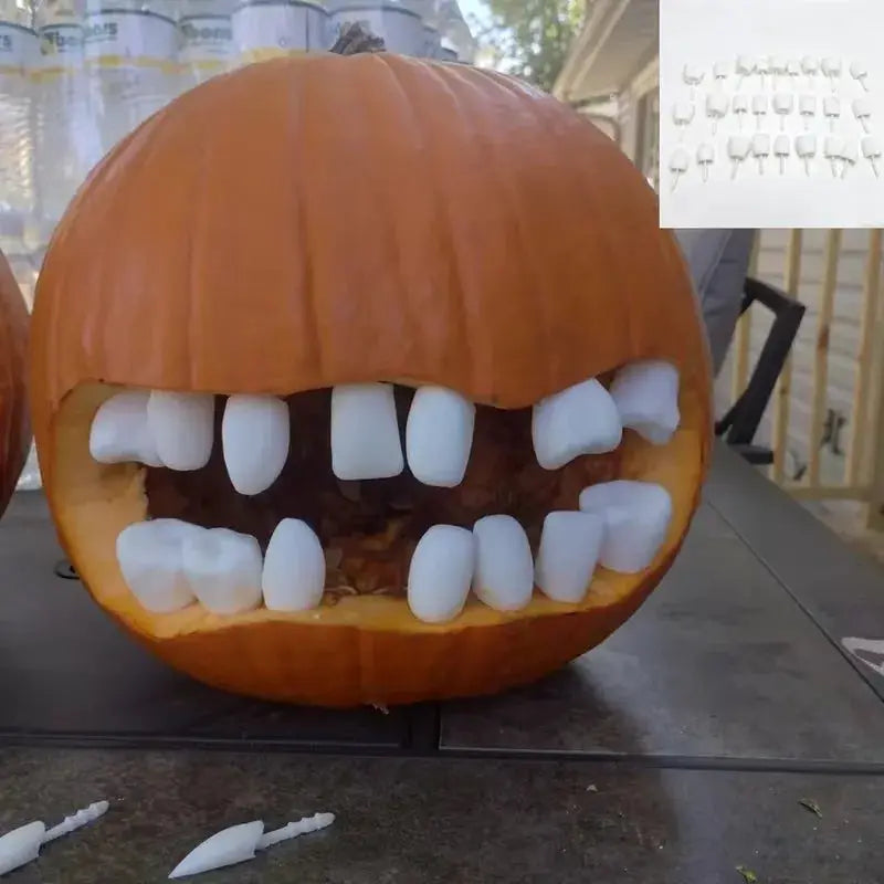 3D Printed Pumpkin Teeth | Plastic | Halloween Fangs | Set
