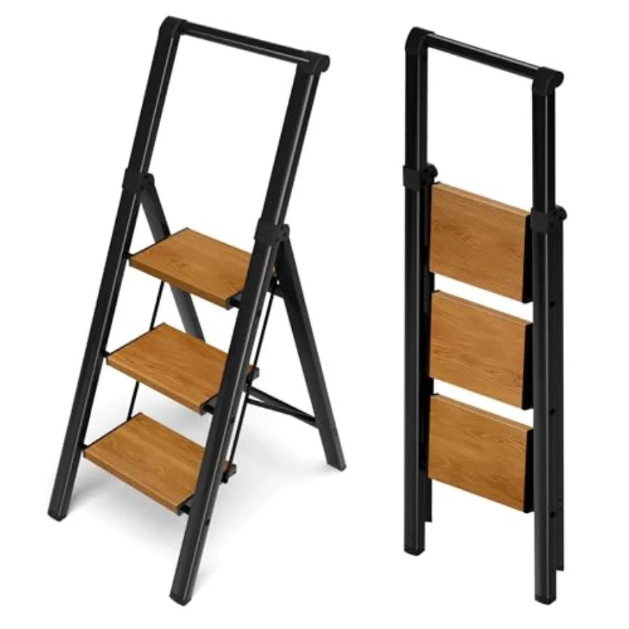 3 Step Ladder, Portable Folding Ladder with Wide Pedal, Lightweight Aluminum Step Stool with Convenient Handgrip, 330 lbs Capac from PriceLows™