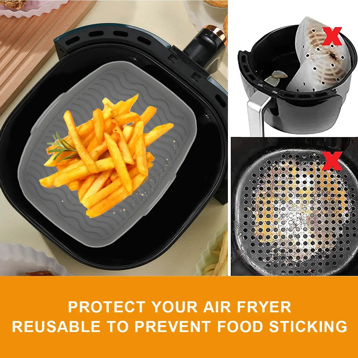 Air Fryer Liner | Silicone Material | Ninja Dual Air Fryer | Gray Black Blue