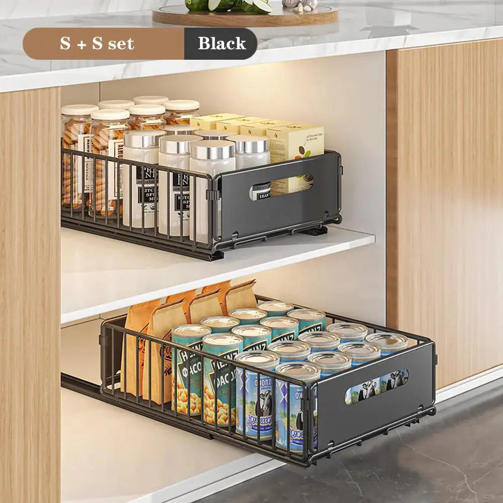 2PCS Pull Out Cabinet Organizer Under Sink Organizer Slide Out Drawers Pantry Shelves Drawer Storage for Kitchen Cabinet from PriceLows™