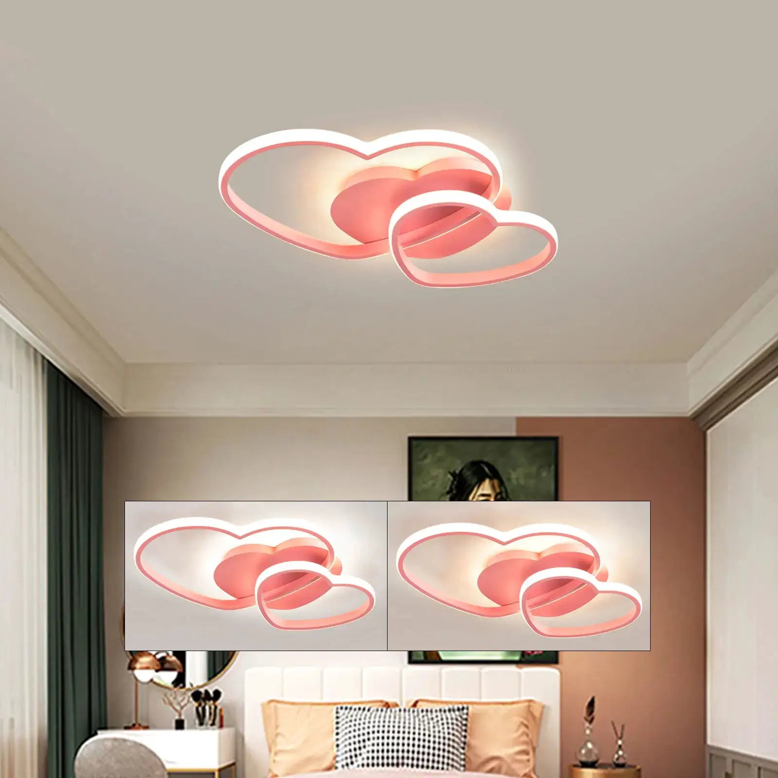 Pink Heart Shaped Ceiling Light Stylish Heart - Design Ceiling Light for Bars Salons Lofts Studies, Children's Rooms Hotel Rooms from PriceLows™
