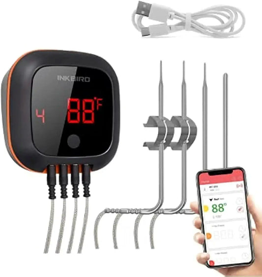 Wireless Bluetooth Meat Thermometer with 4 Probes, 150ft Range, BBQ Grill Smoker Oven Cooking from PriceLows™