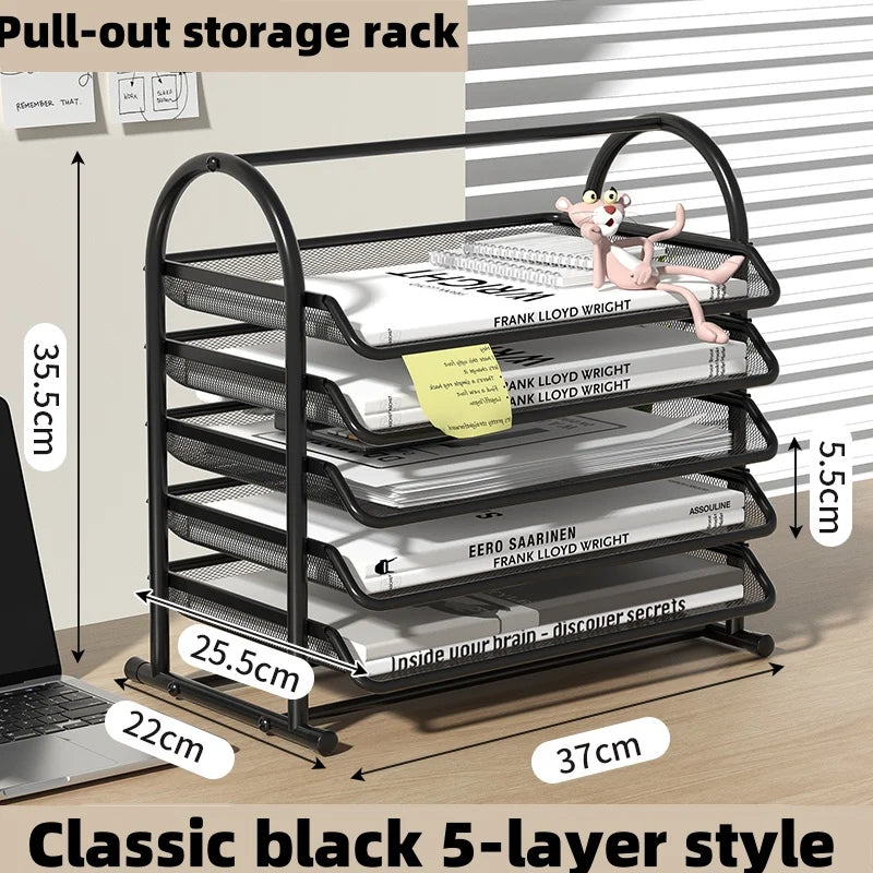 Metal Mesh File Tray | Four Layer | Drawer Type | Office Desk Use