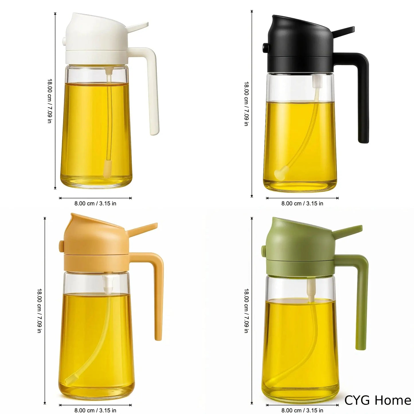4-Pack Glass Oil Spray Bottles – 15.89oz, Dual-Use Spray & Pour, Drip-Proof, for Air Fryer, Olive Oil, Soy Sauce, Easy to Clean from PriceLows™