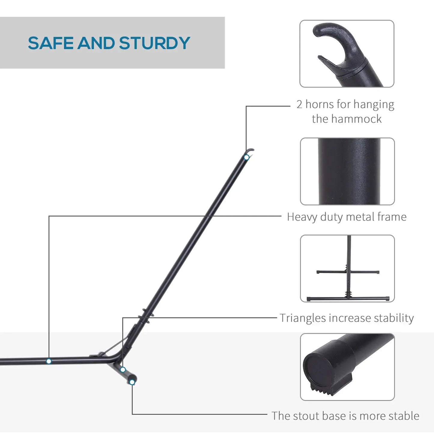 Compact Durable 10-13ft Adjustable Steel Hammock Stand Heavy Duty Portable Carrying Space Saving for Indoor Outdoor Pro Black from PriceLows™