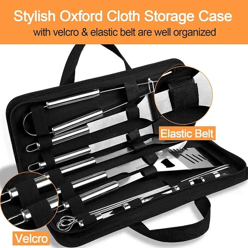 BBQ Grill Utensil Set | Stainless Steel | Portable | Case Included