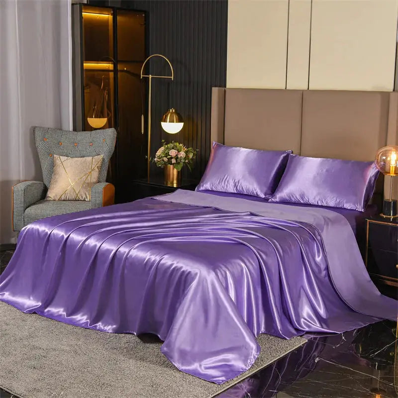 Satin Sheets | 4-Piece Set | Deep Pocket | Queen Size