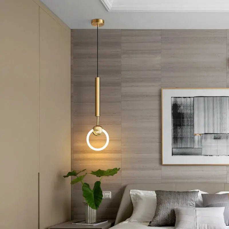 LED Pendant Light | Gold Ring Structure | Modern Minimalist Curve
