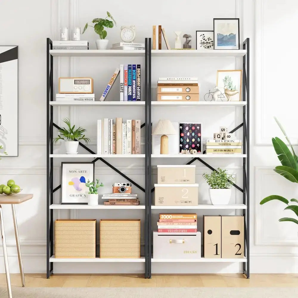 Tiers Bookshelf, Classically Tall Bookcase Shelf, Industrial Book Rack, Modern Book Holder in Bedroom Living Room Home Office, from PriceLows™