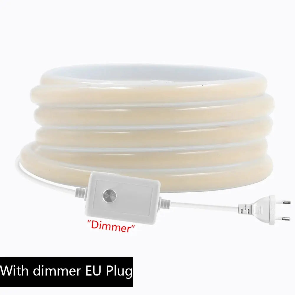Dimmable 220V COB Led Strip Light ON/OFF Dimmer 288Leds/M Waterproof Flexible Neon Lamp EU Power Kit Warm White Red Home Decor from PriceLows™