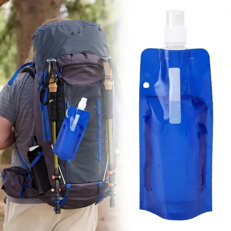 500ML Portable Ultralight Foldable Silicone Folding Water Bottle Water Bag Outdoor Sport Supplies Hiking Camping Soft Flask Bag from PriceLows™