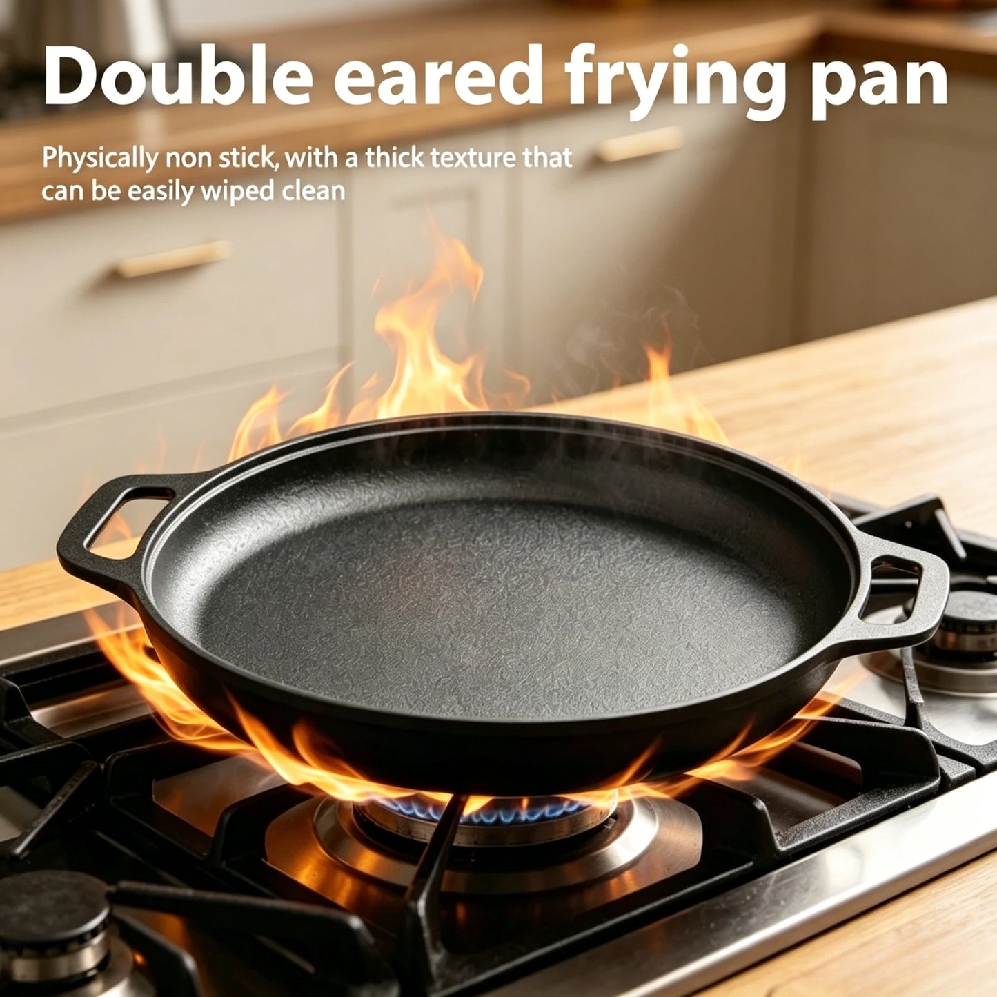 Cast Iron Skillet | Non Stick Surface | Induction And Gas Compatible | 28 cm