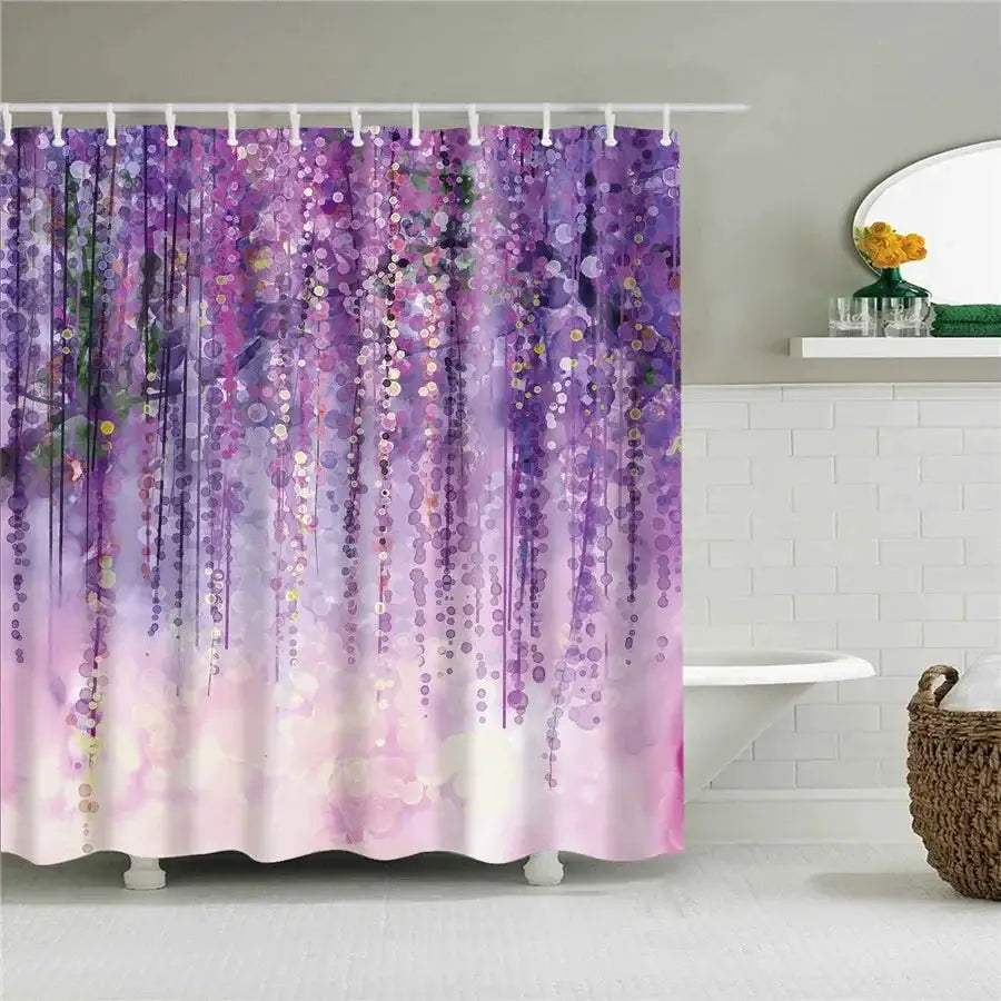 3D Flower Plum Blossom Lotus Lavender Rose Shower Curtains Bathroom Curtain Frabic Waterproof Polyester Bath Curtain with Hooks from PriceLows™