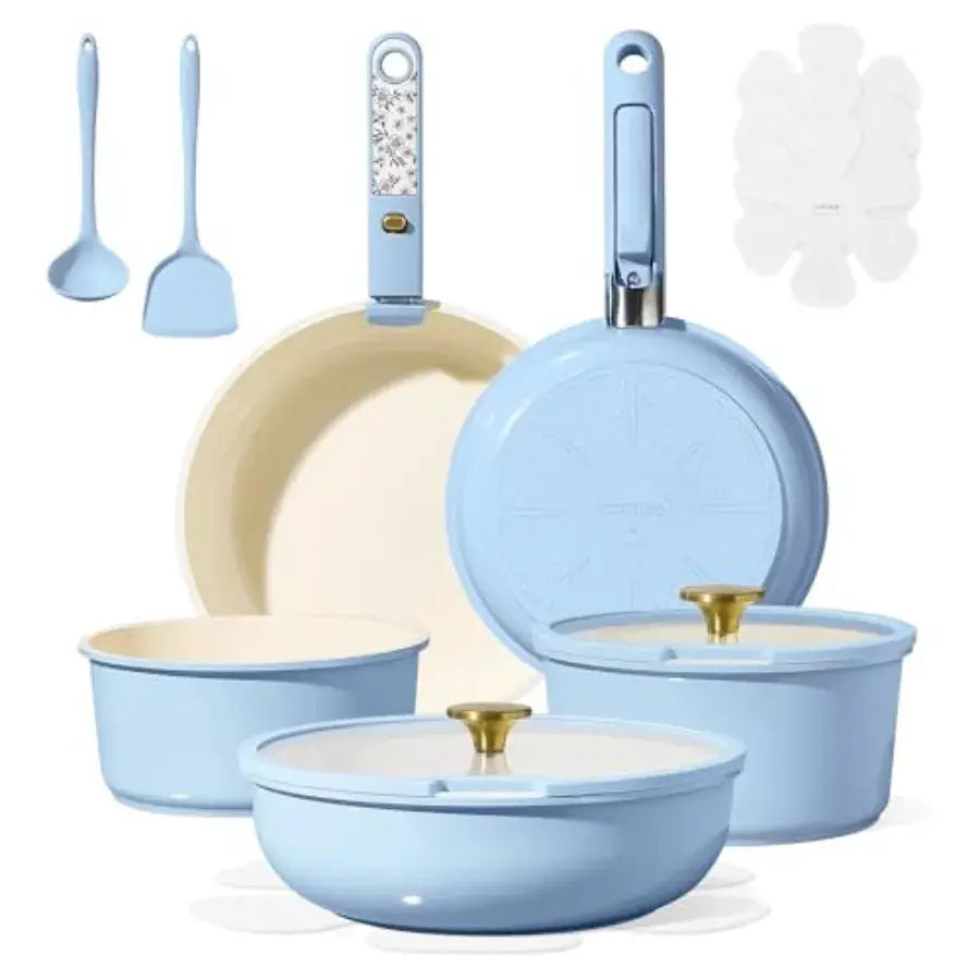 20Pcs Titanium Cookware Set, Pots and Pans Set Non Stick, Kitchen Cooking Set with Detachable Handle, Non Toxic Induction Cookw from PriceLows™