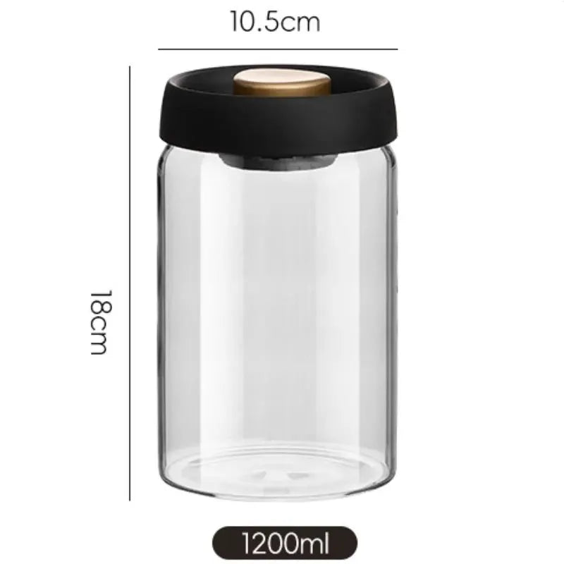 Coffee Beans Storage Jar | Airtight Vacuum Seal | Glass Bottle | Over 501ml