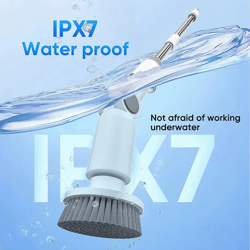 Electric Spin Scrubber | 8-in-1 Cleaning | IPX7 Waterproof | Adjustable Extension