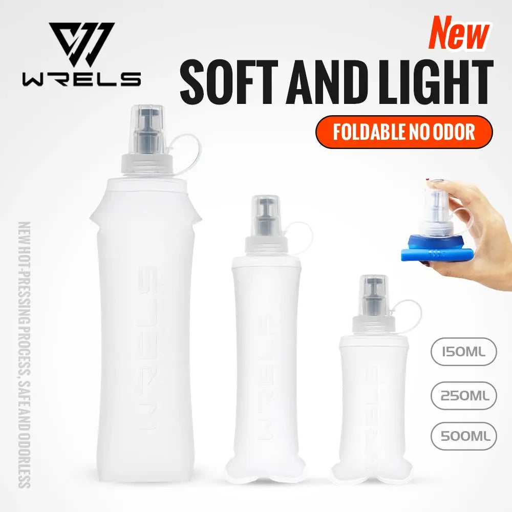 WRELS Folding Collapsible Water Bottle Running Water Bottle Soft Flask TPU BPA-Free Camping Hiking Travel Folding Water Bottle from PriceLows™