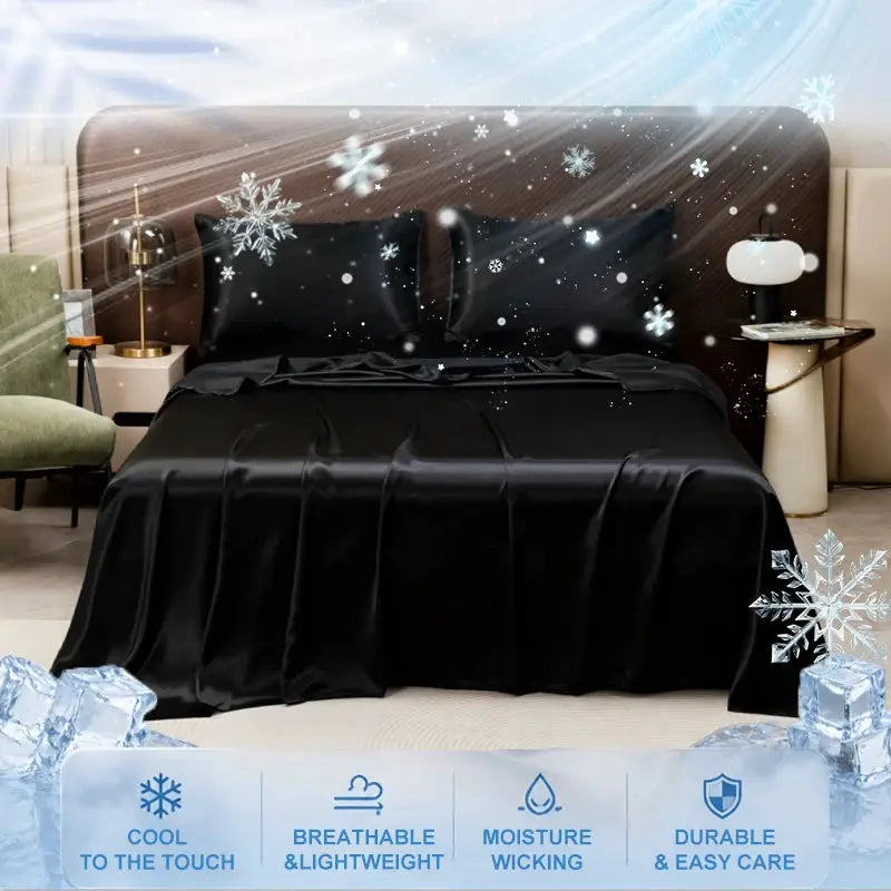 Cooling Satin Flat Sheet | 100 Polyester Fabric | Solid Color