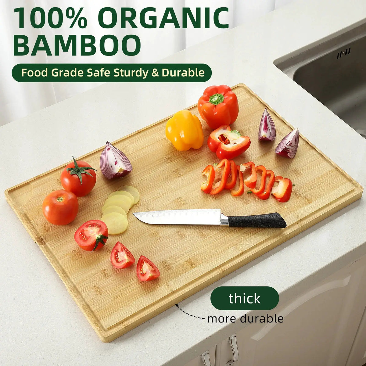 Extra Large Wood Fiber Cutting Board 24x16 Inch, Thick and Durable Eco Friendly | Wood | Home Use | Home