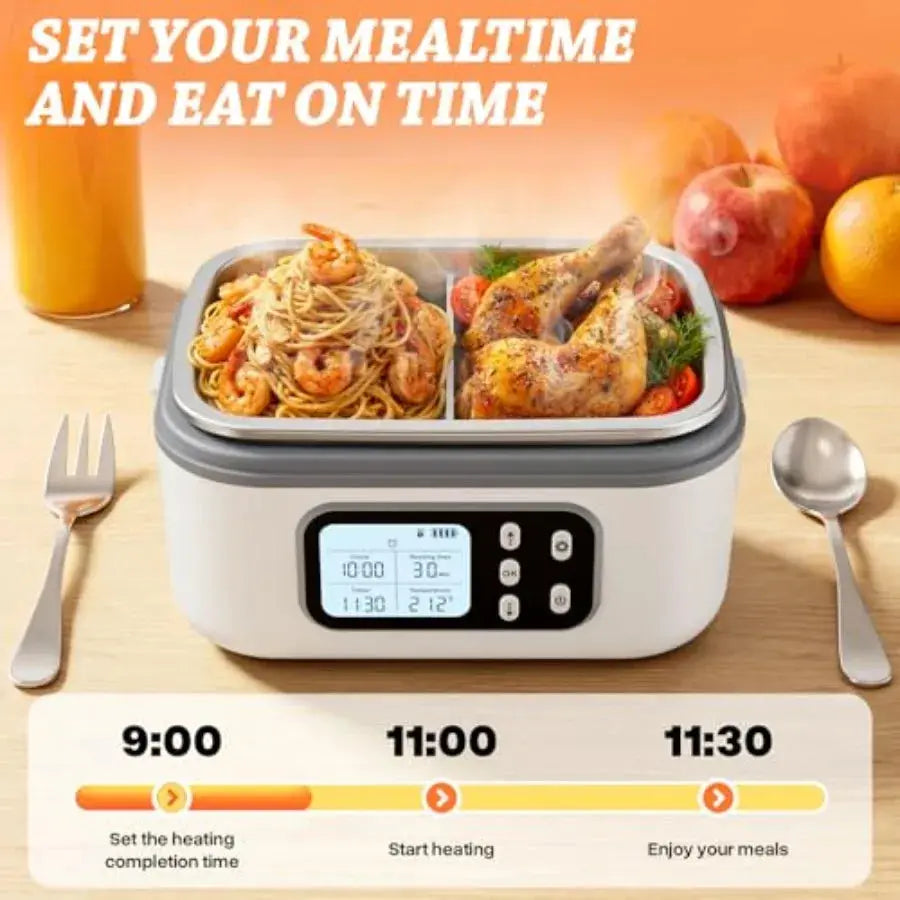 Cordless Heated Electric Lunch Box for Adults with Automatic Heating, 100W Portable Food Warmer Battery Powered with Scheduled from PriceLows™