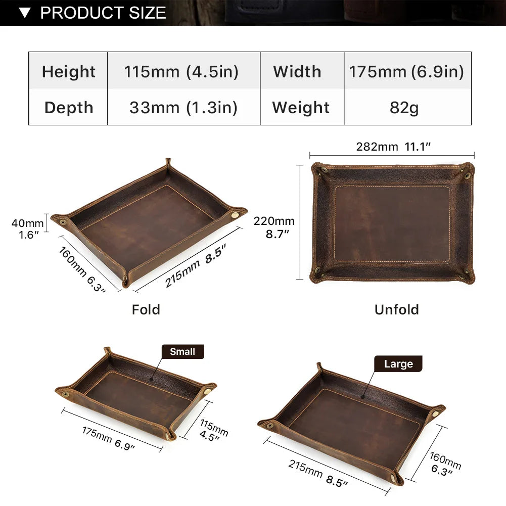 Leather Desk Tray Organizer | Leather | Cosmetics Jewelry Storage | Coffee
