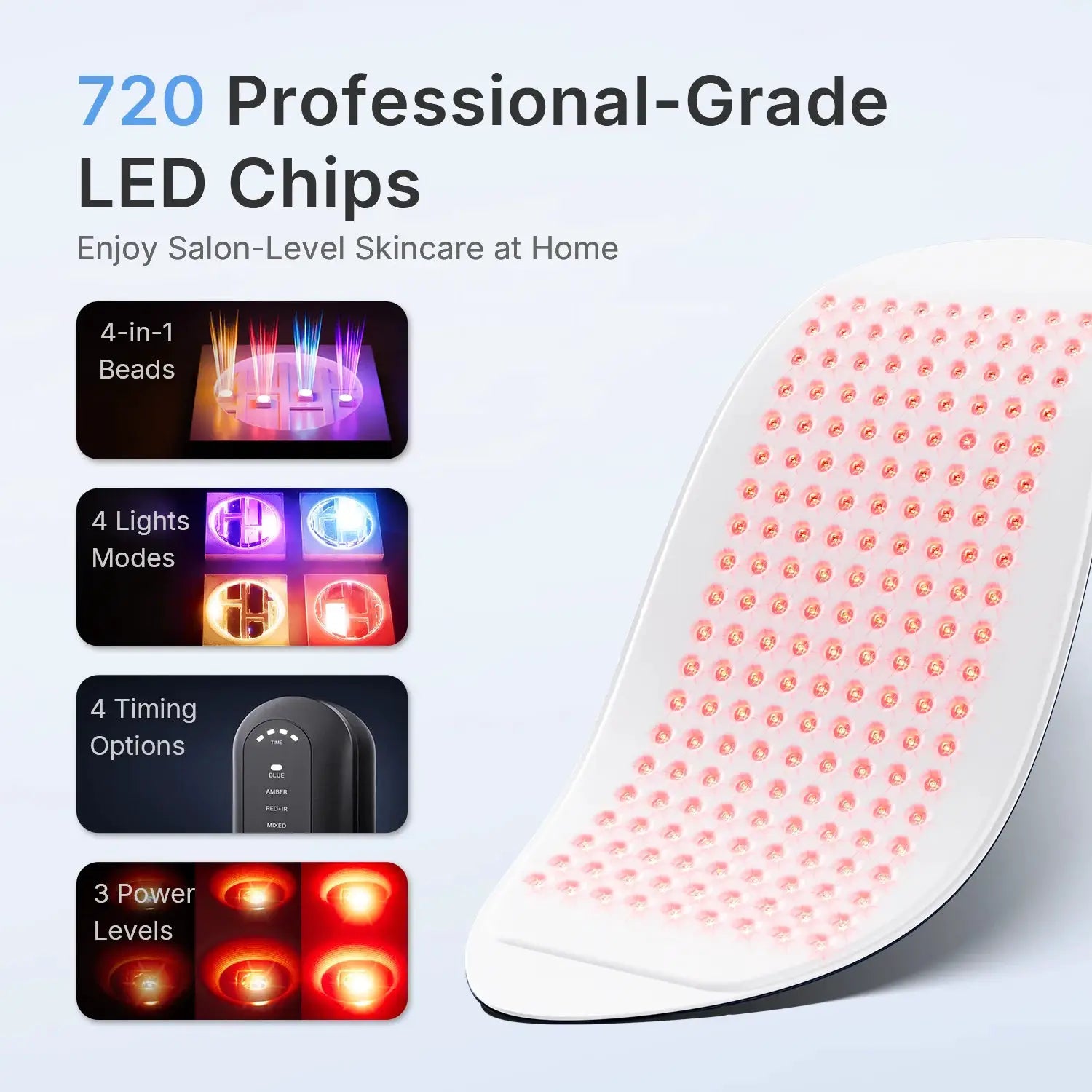 Hello Face L6 LED Light Mask 720pcs 630nm Red Light & 850nm NIR Light Skin-friendly Fabric Body Care Machine from PriceLows™