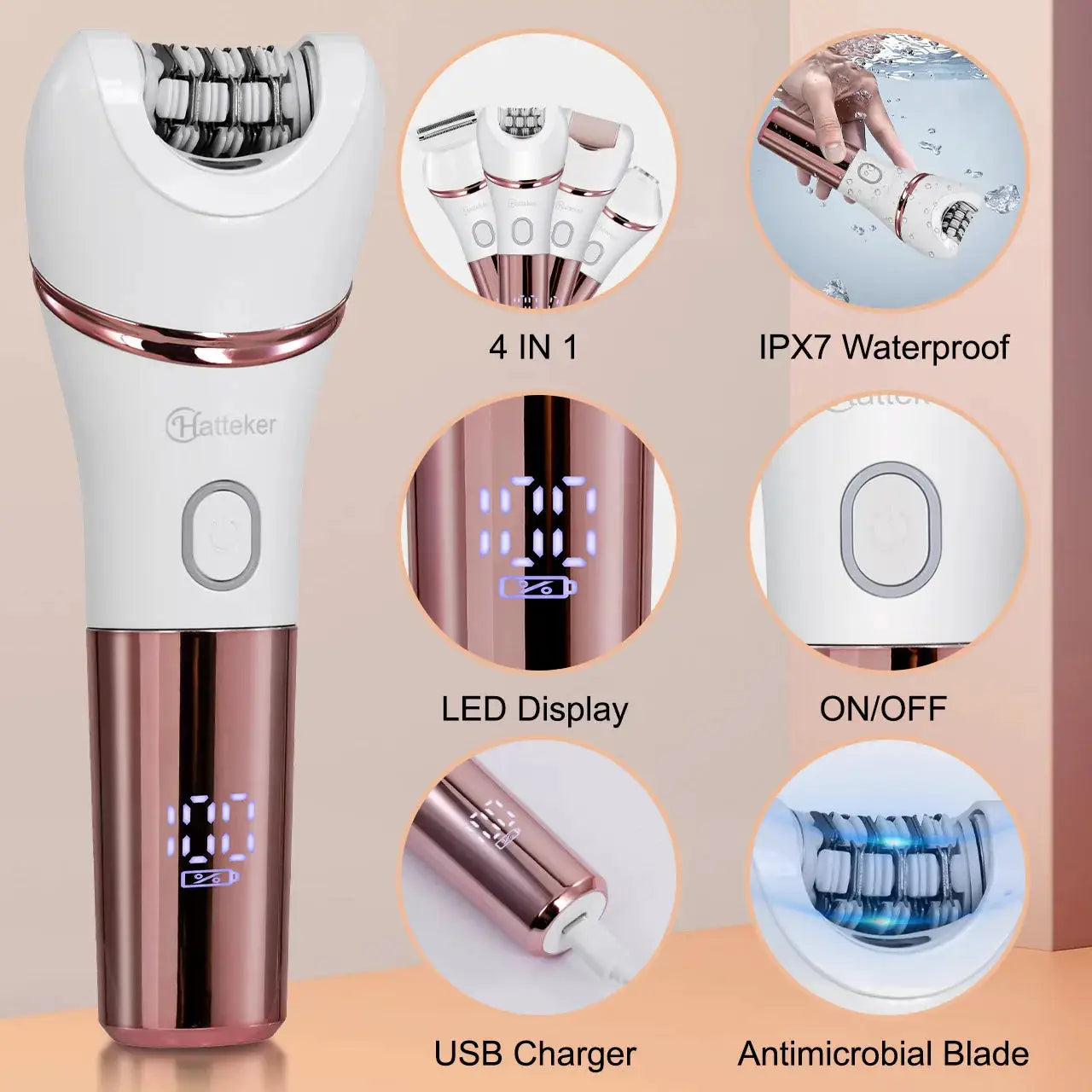 Women's Epilator | 7000 RPM | IPX7 Waterproof | USB Rechargeable