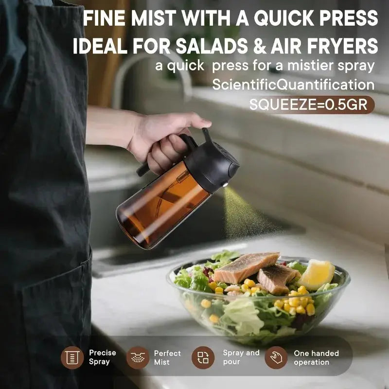 Olive Oil Dispenser | 470ml Capacity | 2 In 1 Spray And Pour | Glass