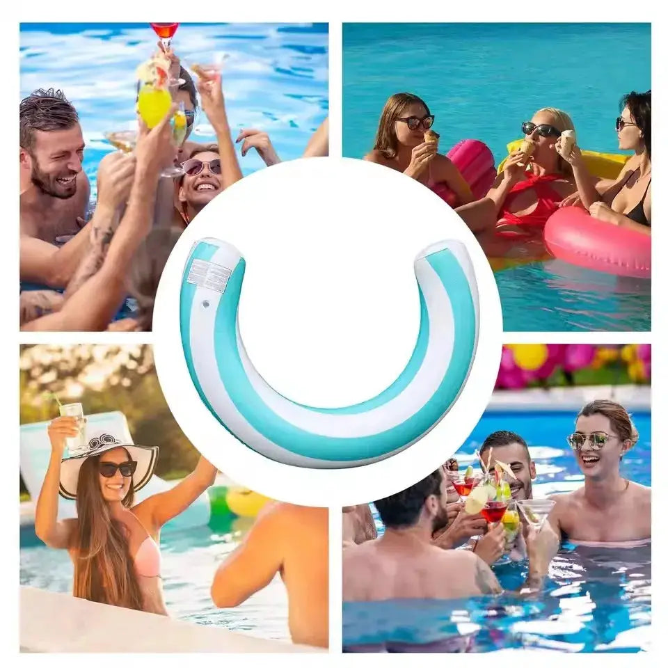 Inflatable Pool Ring | U Shaped Arch Design | Striped Thickened PVC | One Size