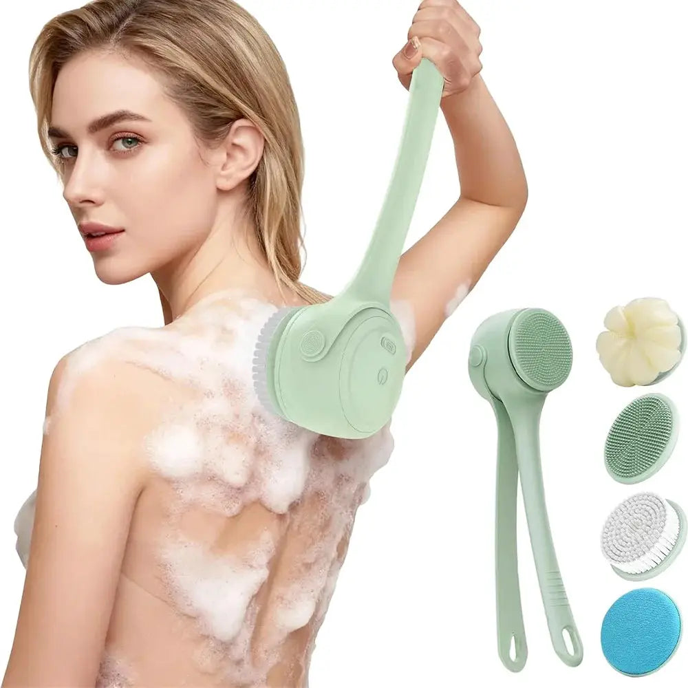 Electric Silicone Bath Brush | 4In1 Back Scrubber | Long Handle