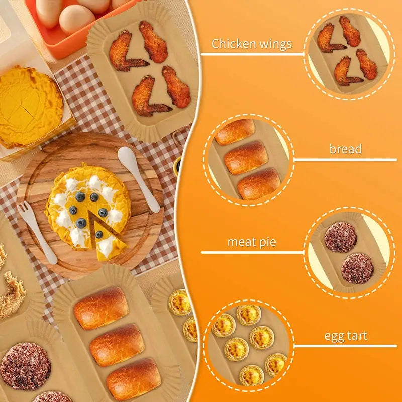 Air Fryer Parchment Paper Liner | 31 cm | Fits 3-9 Qt | Large Rectangle Disposable