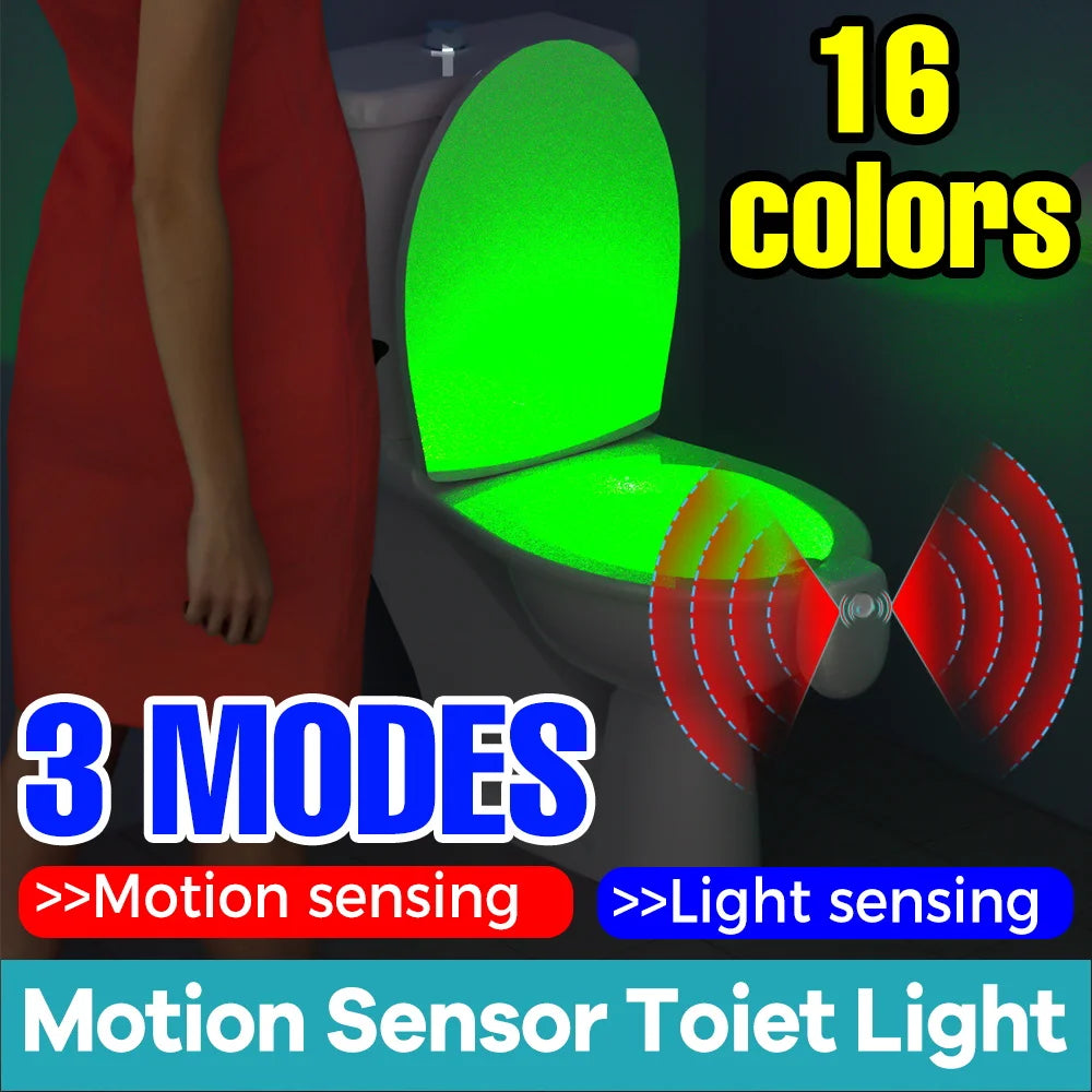 LED Toilet Light | PIR Motion Sensor | 16 Colors RGB | Waterproof