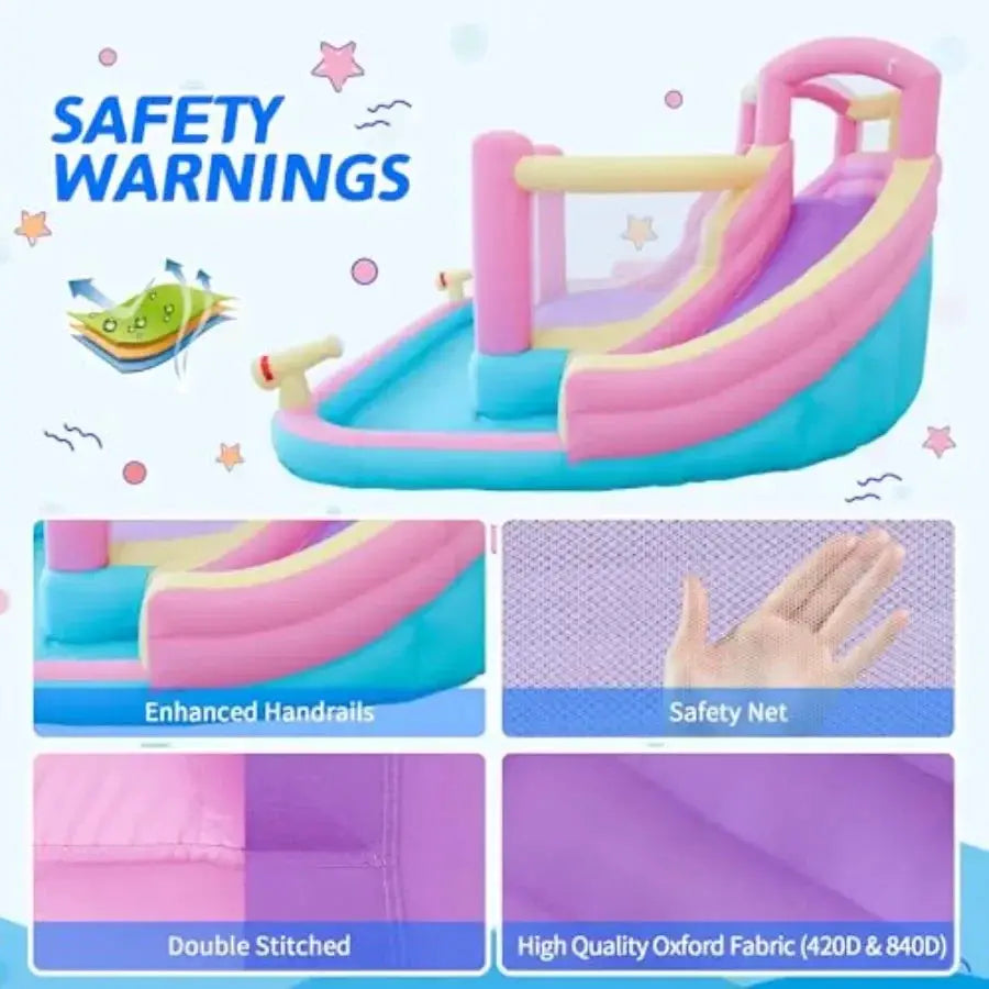 Inflatable Water Slide Bounce House for,12.1 FT x 10.3 FT Small Water Park Bouncy Castle, Double Slides, Jumper, Climbing Wall, from PriceLows™