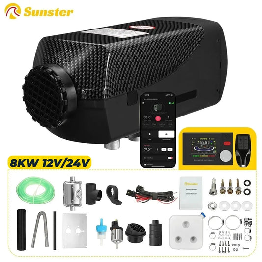Sunster 8KW Diesel Air Heater 12V 24V Low Noise Car Parking Heater with LCD Panel &Bluetooth APP Control For RV Car Truck Home from PriceLows™