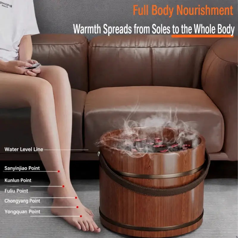Wooden Massage Foot Bath Barrel With Handle For Soaking