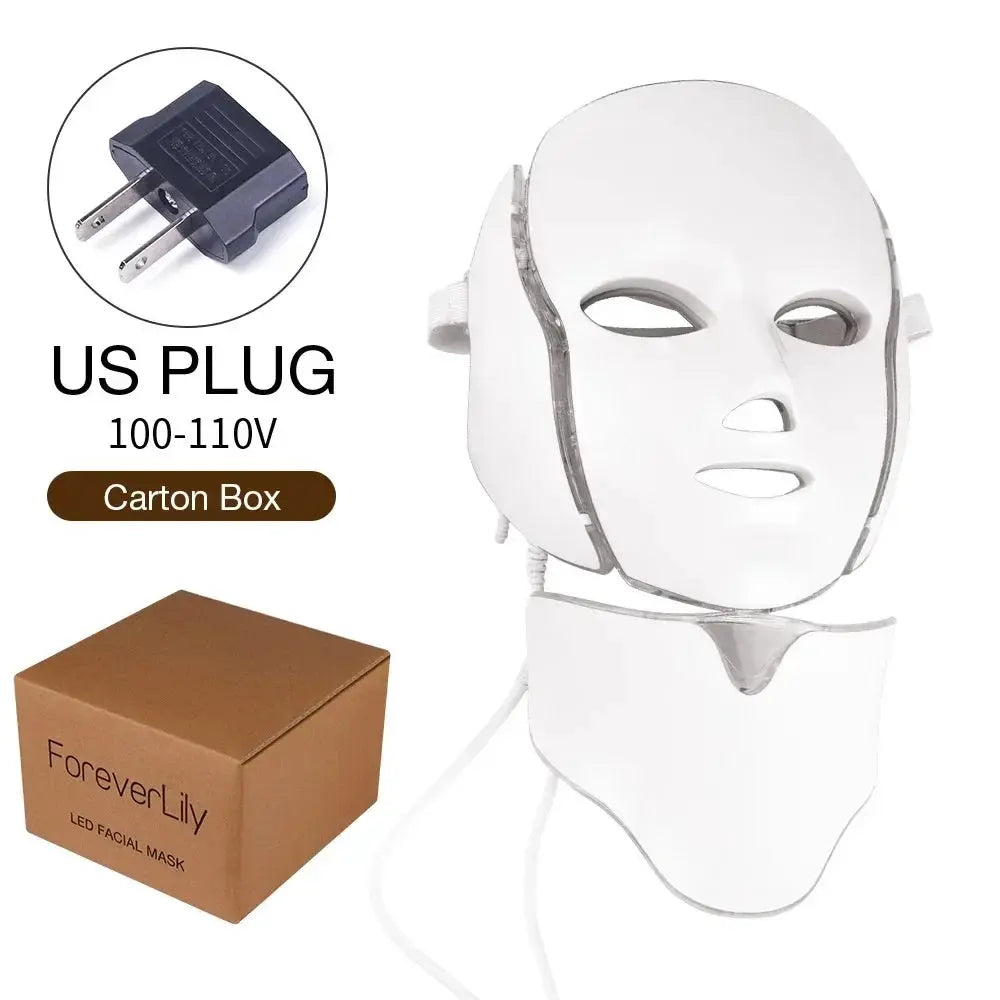 7 Colors Light LED Face Neck Beauty Mask Photon Red Light Facial Skin Care Anti Aging Rejuvenation Brighten Skin Care Tool from PriceLows™