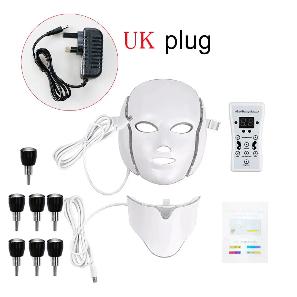 LED Facial Mask 7 Colors Balance Skin Tone Minimize Pores Brighten Skin Anti-Acne Face Neck Mask Reduce Neck Wrinkles LED Mask from PriceLows™
