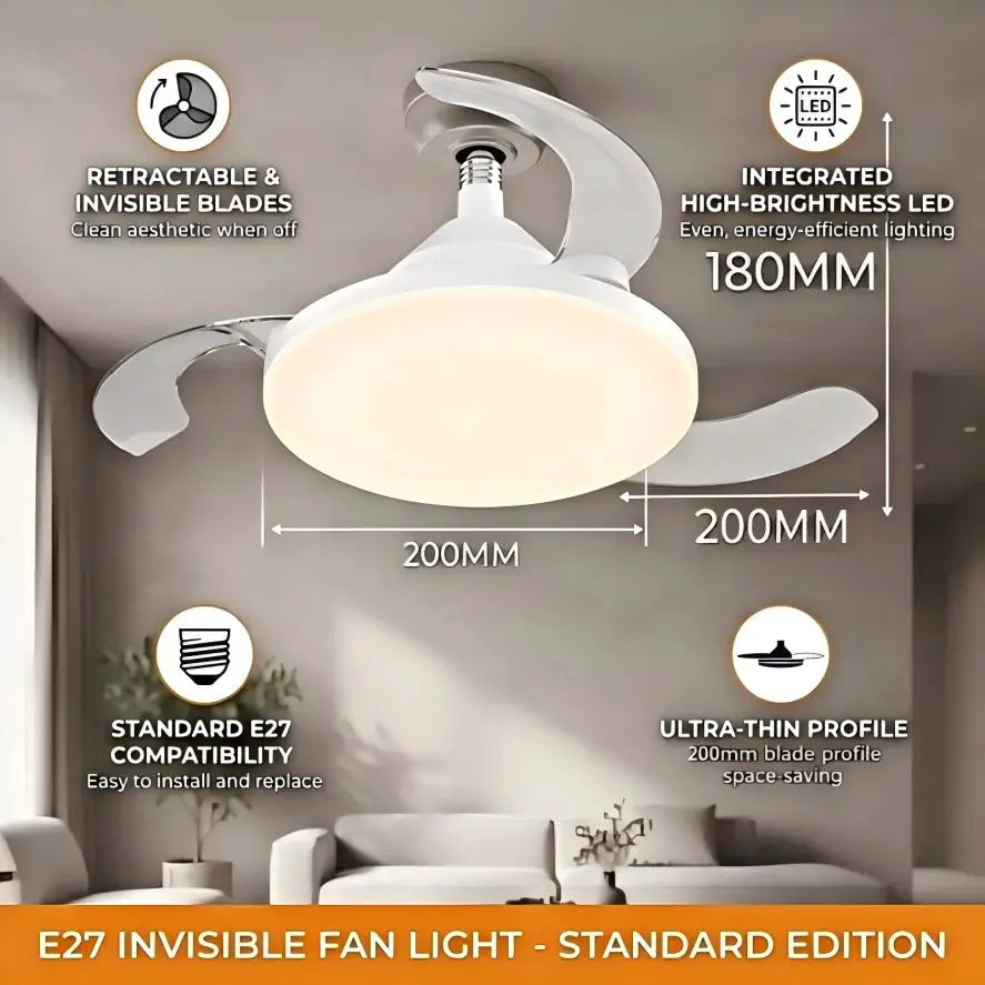 Ceiling Fan Light | Remote Control | E27 Base | Invisible Design