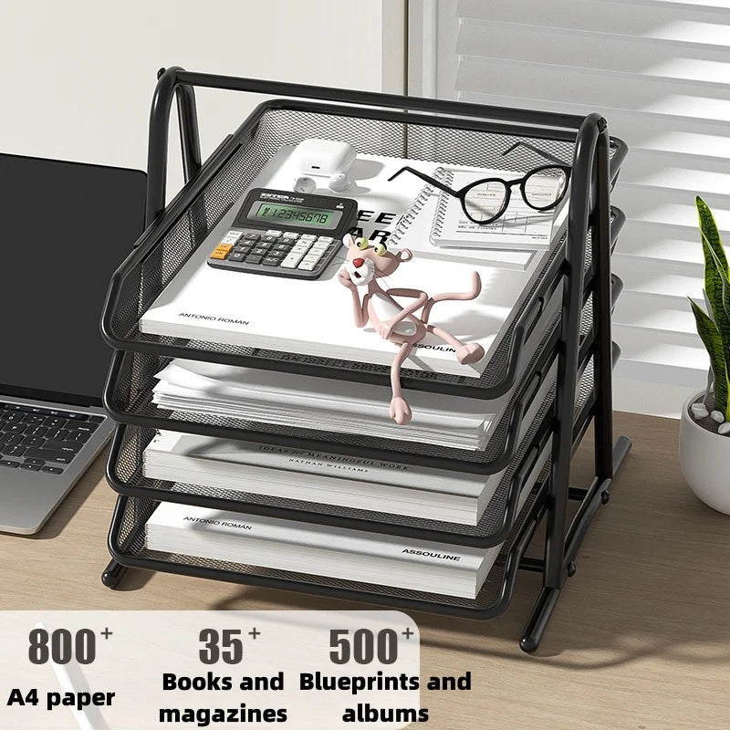 Metal Mesh File Tray | Four Layer | Drawer Type | Office Desk Use
