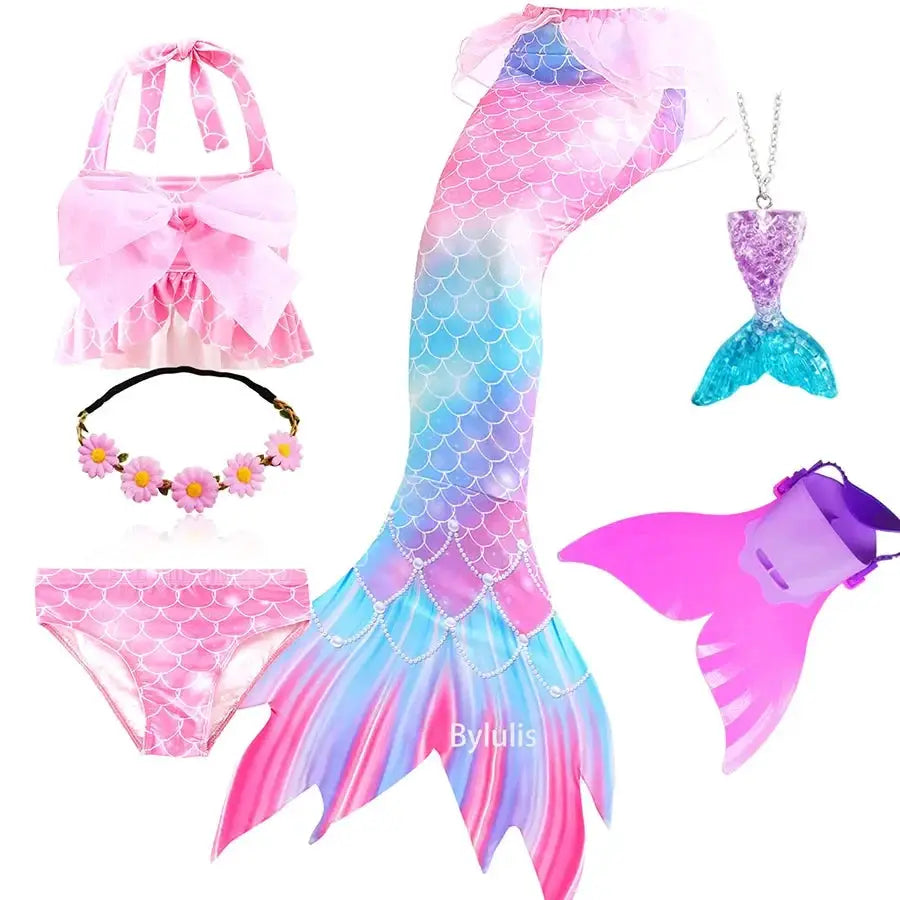 Girls Swimming Mermaid Tail Mermaid Costume Dress Cosplay Christmas Birthday Gift Swimsuit Can Add Monofin Fin Halloween Costume from PriceLows™