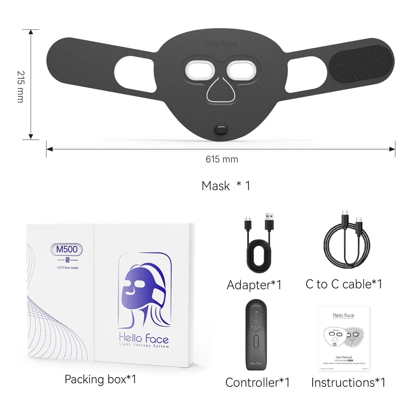 Hello Face 510K Wireless Near-Infrared and Red Light Therapy Facial Mask For Powerful Anti-ageing Professional Ultra-light Mask from PriceLows™